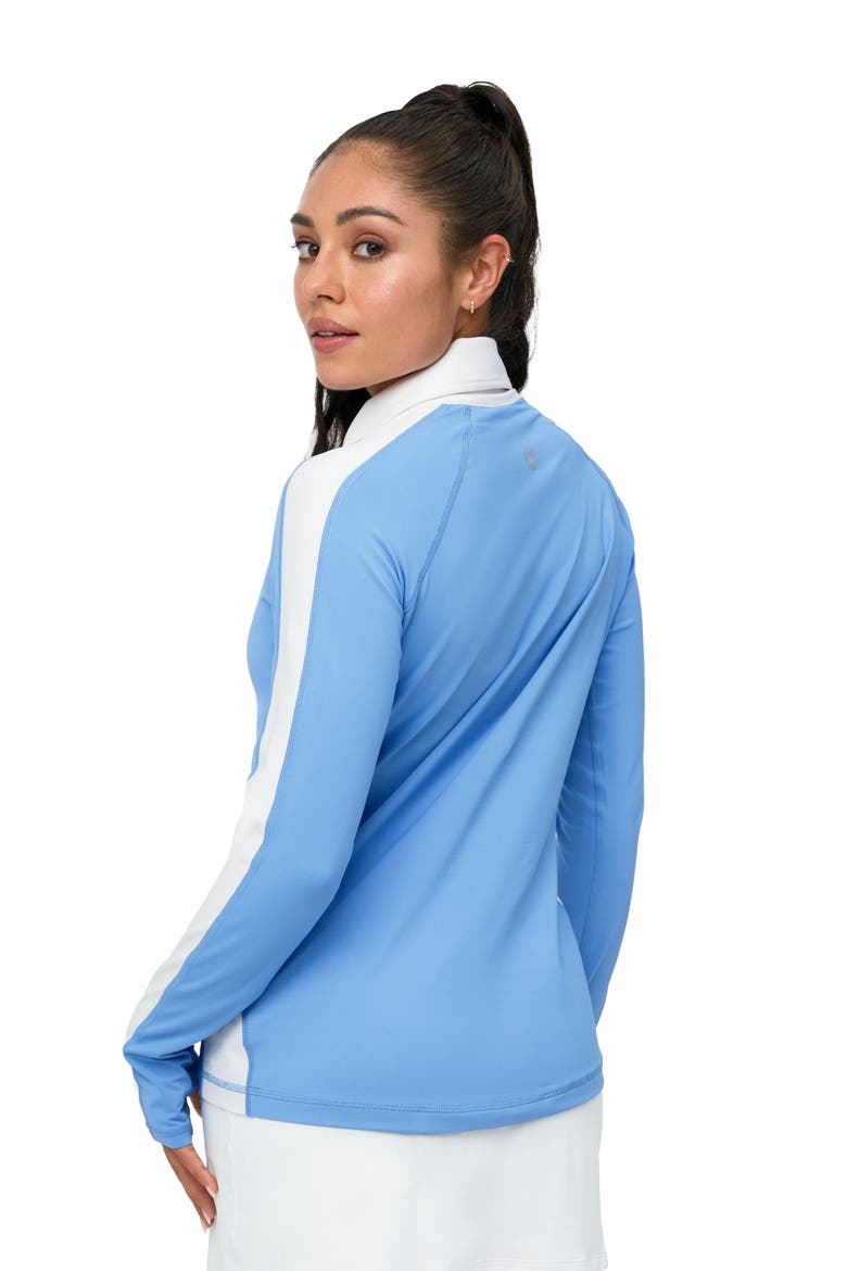 Women's Long Sleeve Quarter Zip Polo, Alternate, color, Indigo/White