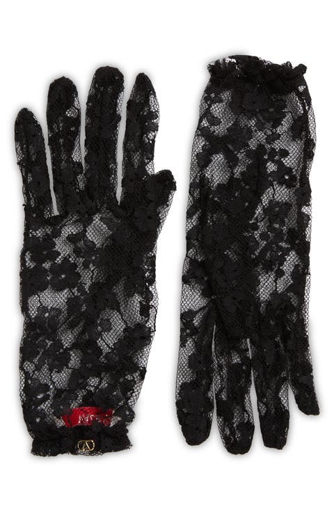 VLOGO Sheer Floral Lace Gloves