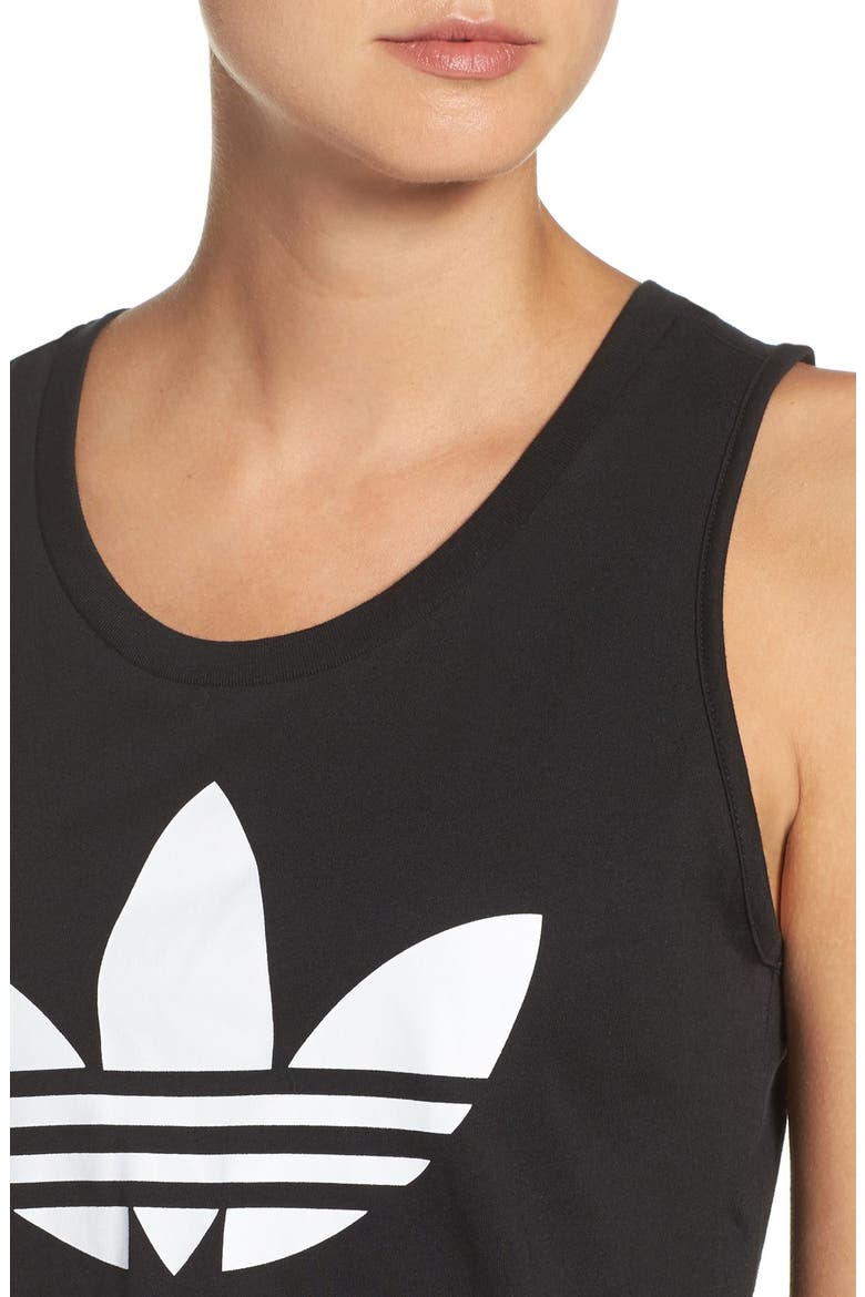 Originals Trefoil Crop Muscle Tee, Alternate, color, BLACK/ WHITE