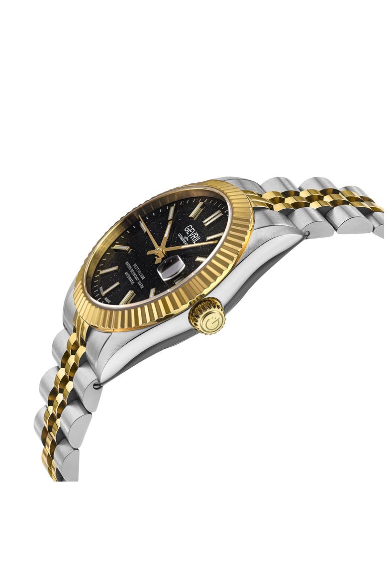 West Village Automatic Bracelet Watch, 40mm, Alternate, color, SILVER/ YELLOW GOLD