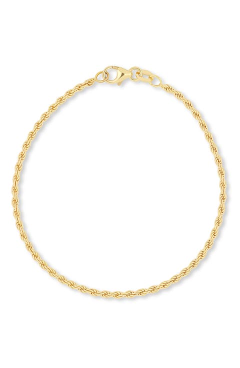 14K Gold Rope Chain Bracelet