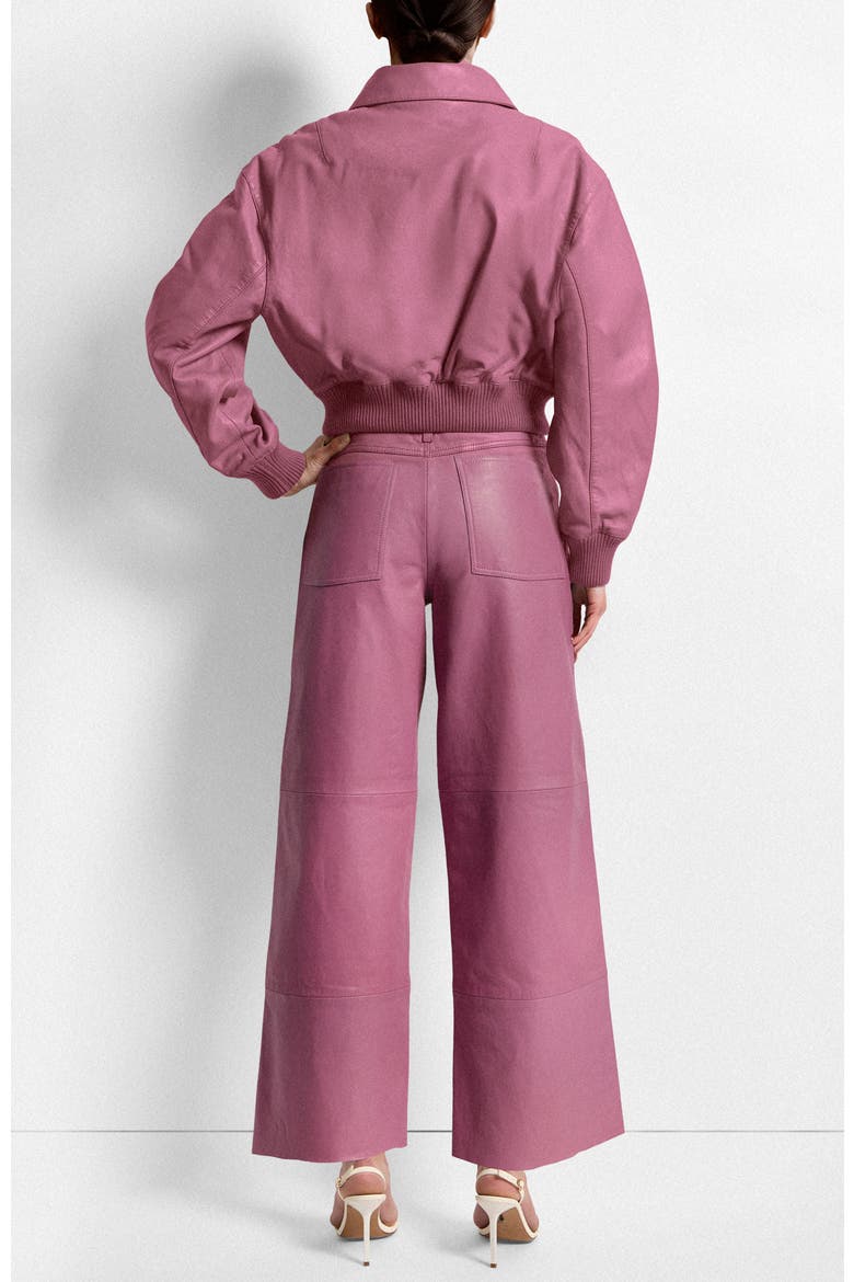 Florence Upcycled Leather Bomber Jacket, Alternate, color, MAUVE