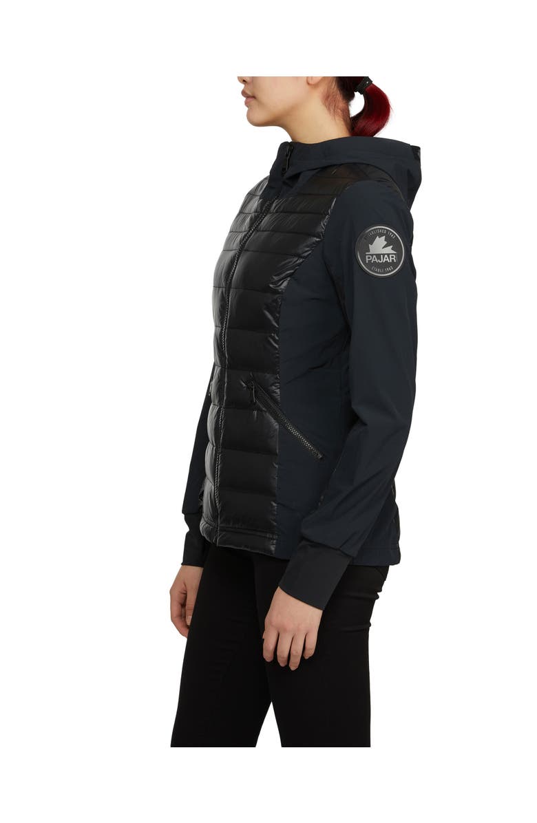 Pajar Cressy Mixed Media Channel Quilted Stretch Puffer, Alternate, color, Black