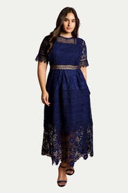 Coast Plus Embroidered Lace Midi Dress