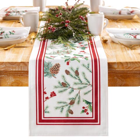 Winter Holiday Berry Fabric Table Runner