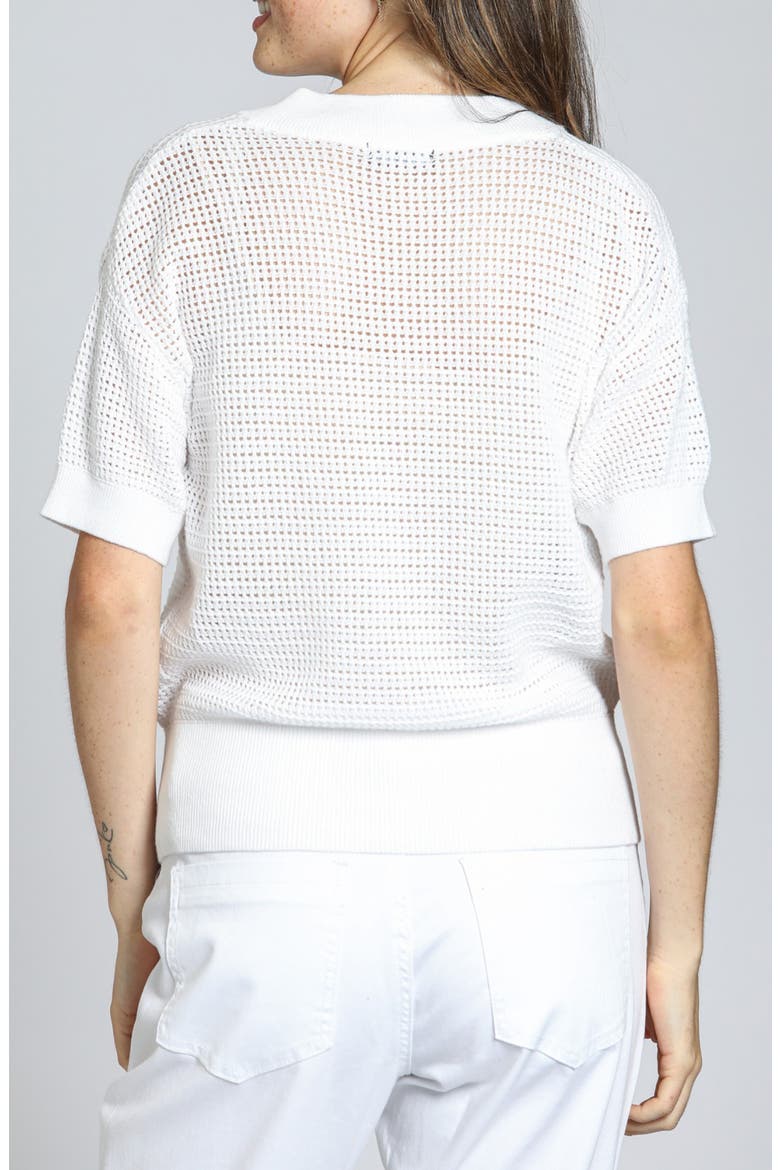 Open Stitch Cotton Polo, Alternate, color, WHITE