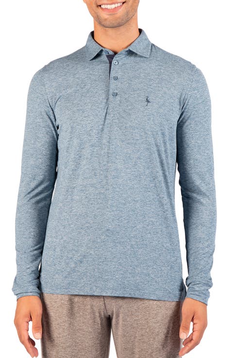 Brushed Melange Long Sleeve Polo