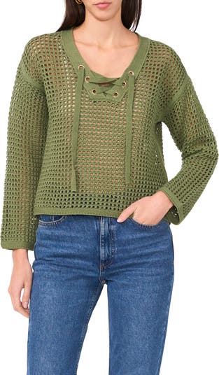 Two by Vince Camuto Open Stitch Lace-Up Top | Nordstromrack
