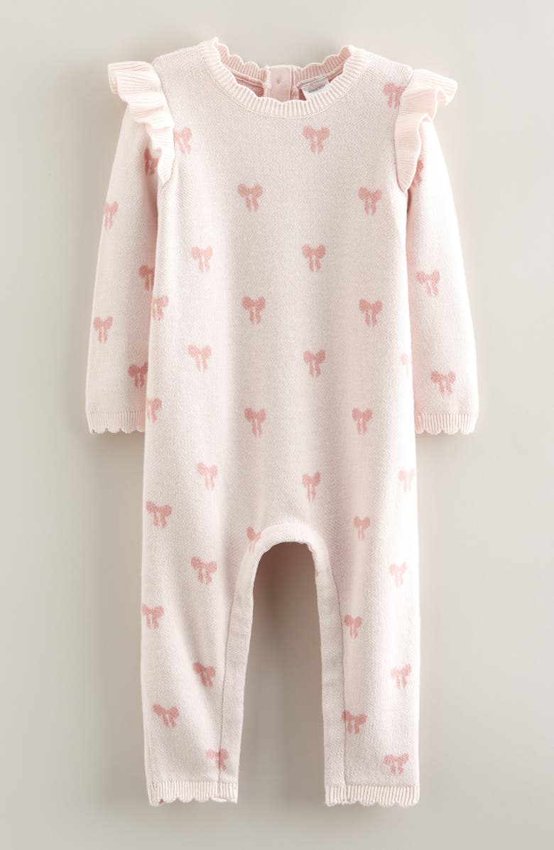 Nordstrom Bow Print Cotton Romper, Main, color, Pink Pretty Bow Ribbon