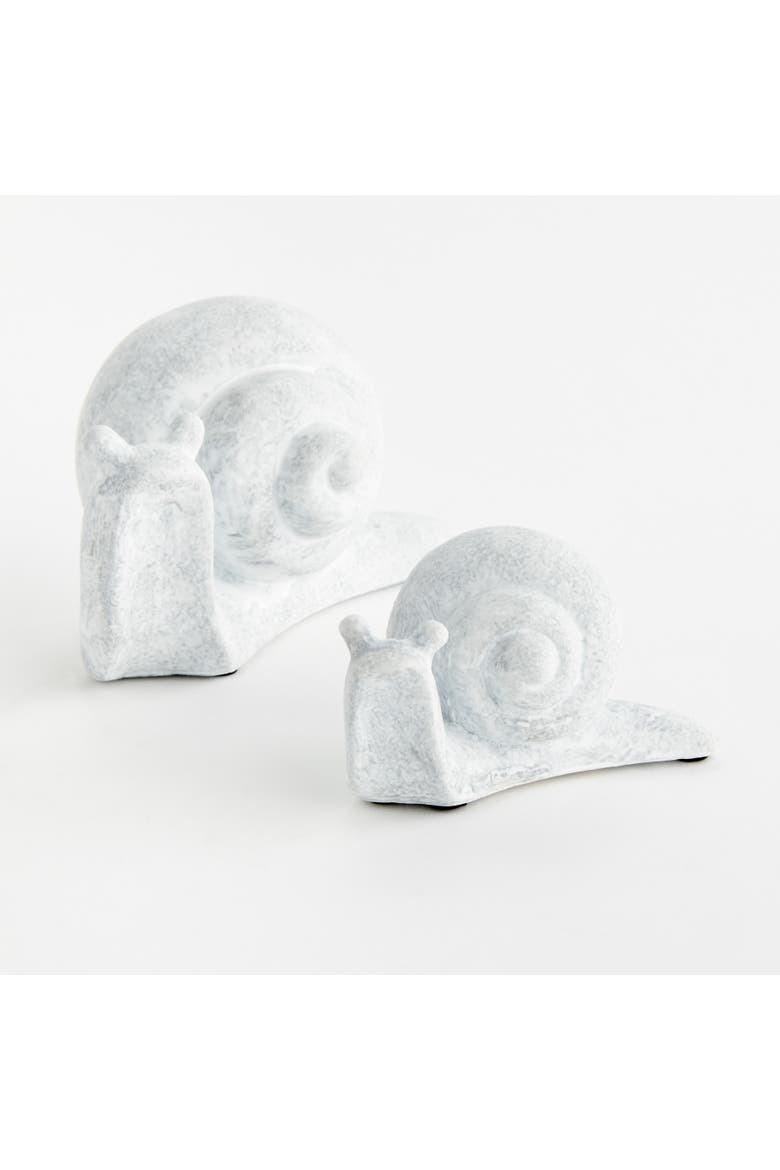 Serene White Concrete Snails Set of 2, Alternate, color, White