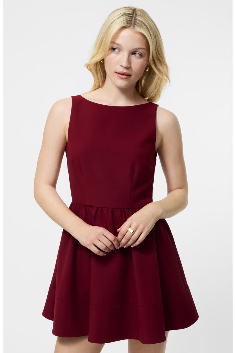 Azra Sleeveless Twill Minidress, Alternate, color, CABERNET