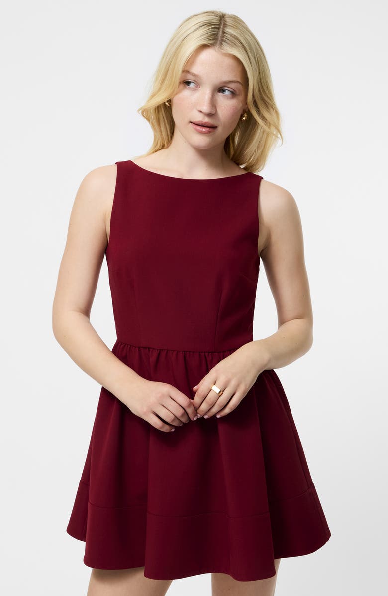 French Connection Azra Sleeveless Twill Minidress, Alternate, color, Cabernet