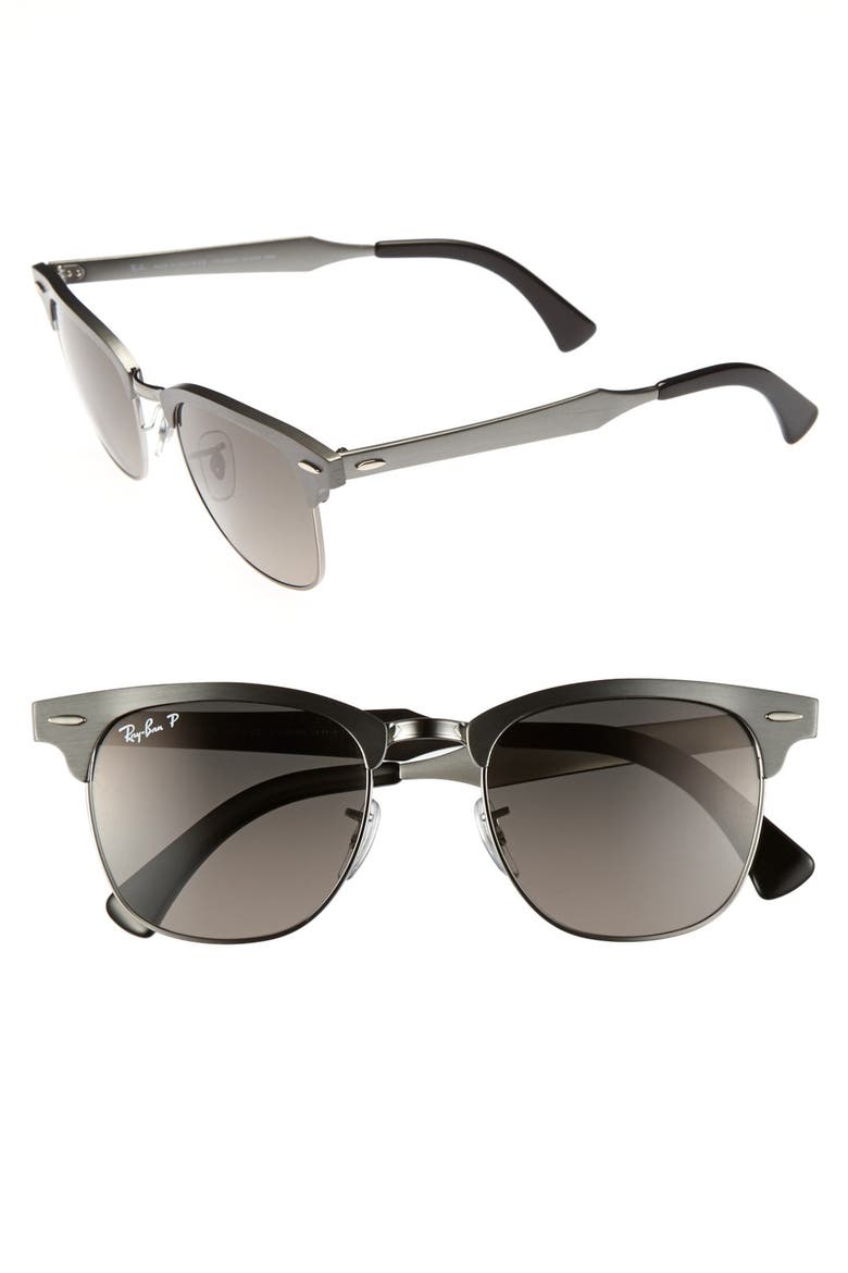 'Clubmaster - Modern Temple' Polarized Sunglasses, Main, color, GREY