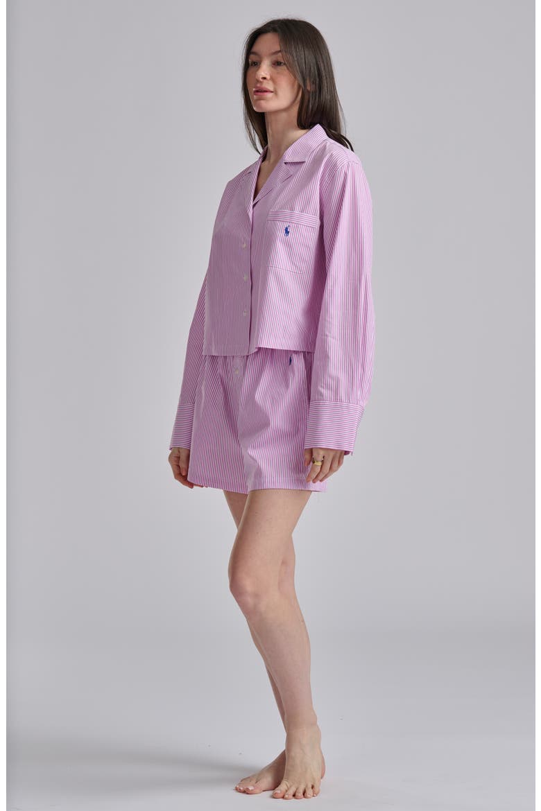 Crop Cotton Poplin Short Pajamas, Alternate, color, VIOLET MEADOW