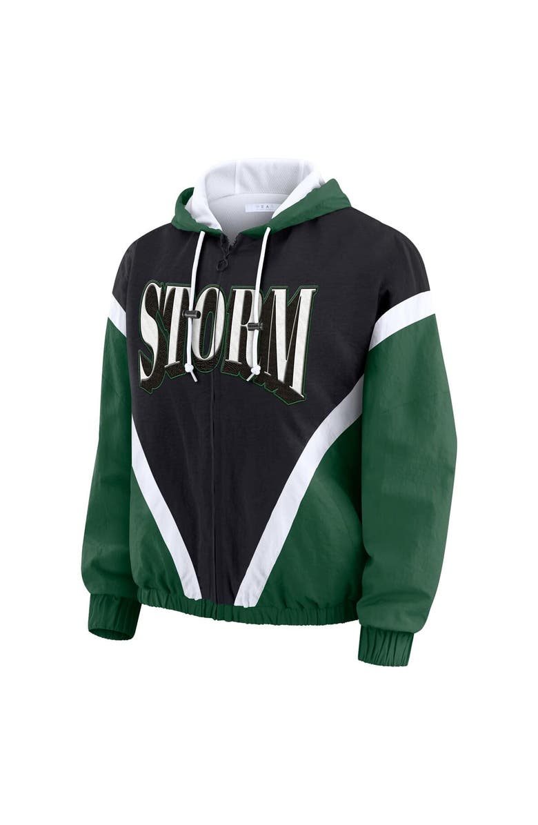 WEAR by Erin Andrews Women's WEAR by Erin Andrews Green/Black Seattle Storm Colorblock Full-Zip Hoodie Windbreaker Jacket, Alternate, color, 