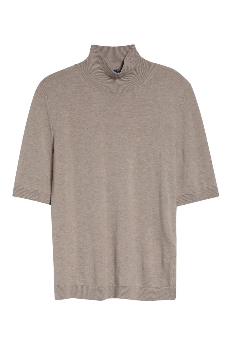 Mock Neck Short Sleeve Sweater, Alternate, color, BEIGE