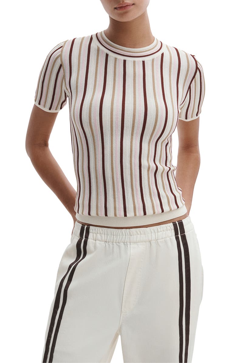 rag & bone Victoria Stripe Rib Knit Top, Main, color, Pink Multi