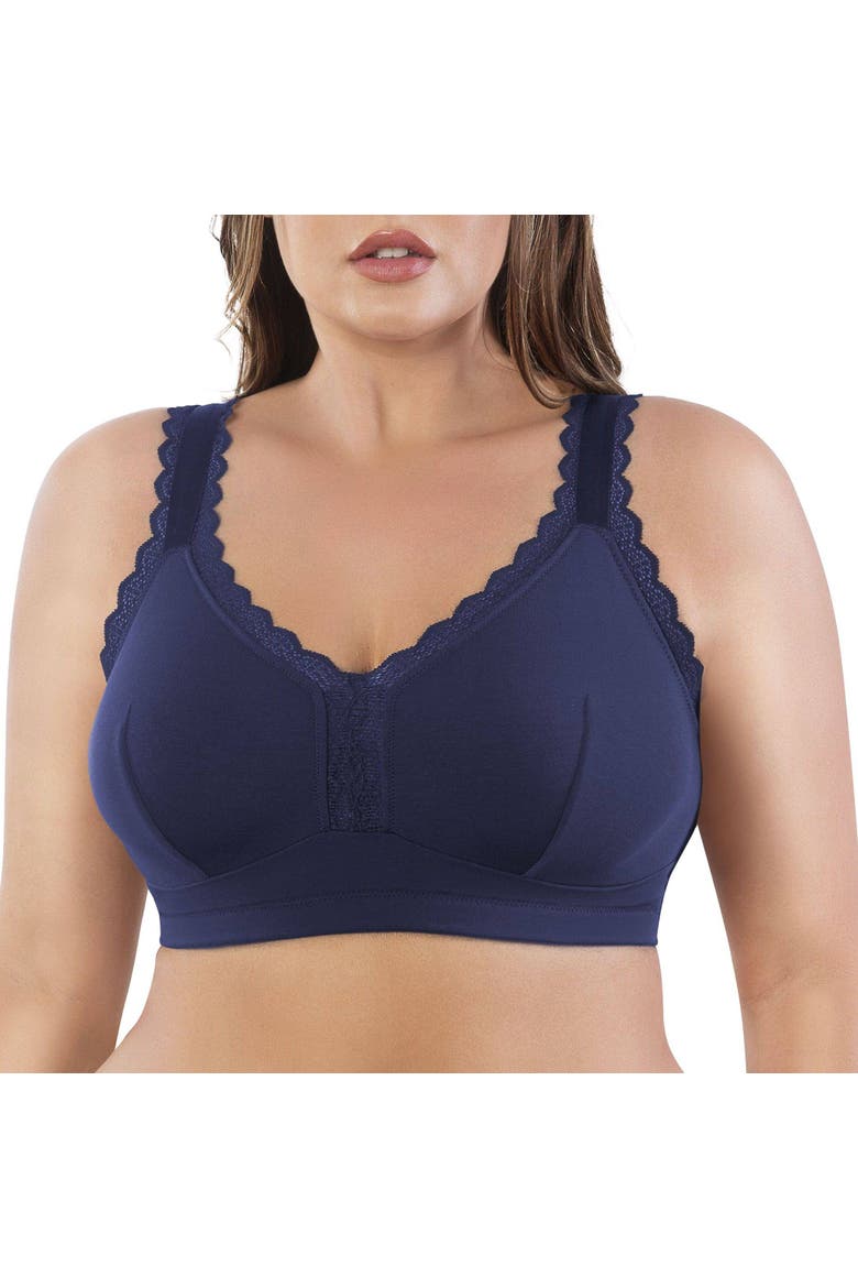 Dalis Wire-Free Bralette, Alternate, color, Navy