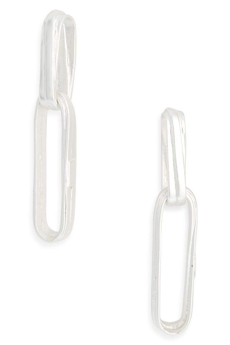 Simple Double Link Drop Earrings, Main, color, SILVER