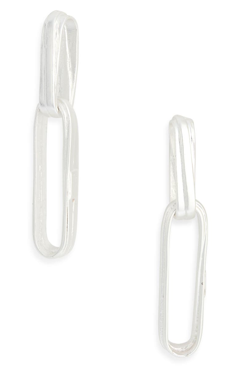 Karine Sultan Simple Double Link Drop Earrings, Main, color, Silver