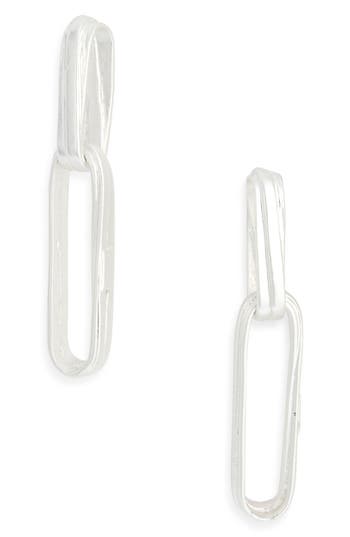 Karine Sultan Simple Double Link Drop Earrings In Silver
