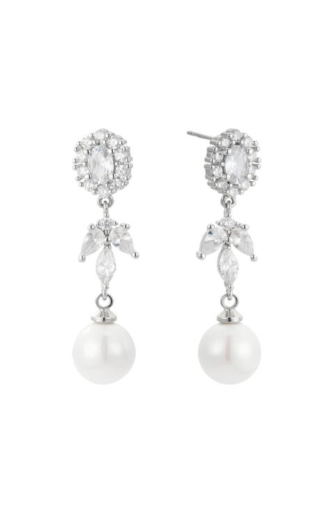Palace Pearl and Crystal Drop Earrings