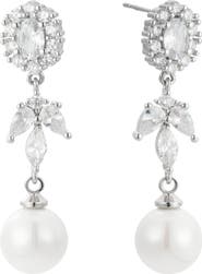Untamed Petals Palace Pearl and Crystal Drop Earrings
