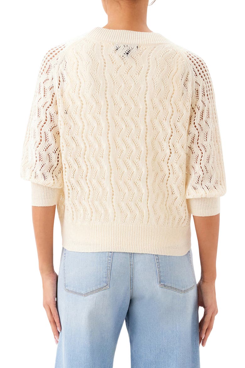 Puff Sleeve Cardigan Sweater, Alternate, color, NATURAL