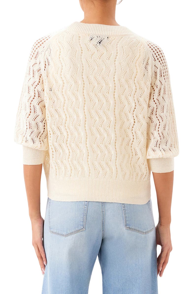 Karen Kane Puff Sleeve Cardigan Sweater, Alternate, color, Natural