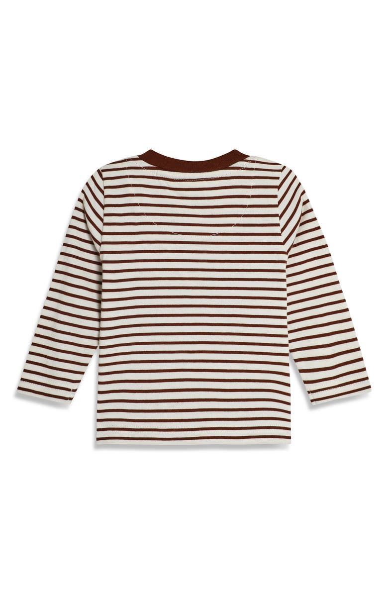 JOJO MAMAN BEBE Stripe Long Sleeve Cotton T-Shirt & Tractor Appliqué Overalls Set, Alternate, color,