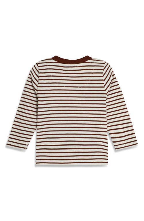 Jojo Maman Bébé Jojo Maman Bebe Stripe Long Sleeve Cotton T-shirt & Tractor Appliqué Overalls Set In Khaki