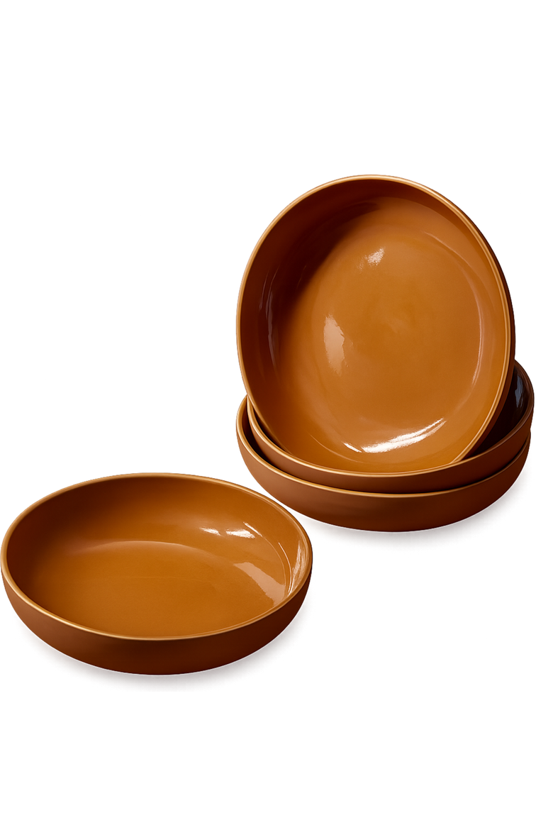 Le Kuisto Dinnerware, Set of 12, Alternate, color, Matte / Shiny Terracotta