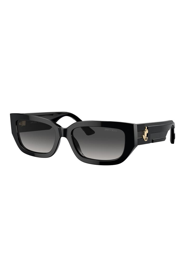 55mm Rectangle Sunglasses, Alternate, color, BLACK