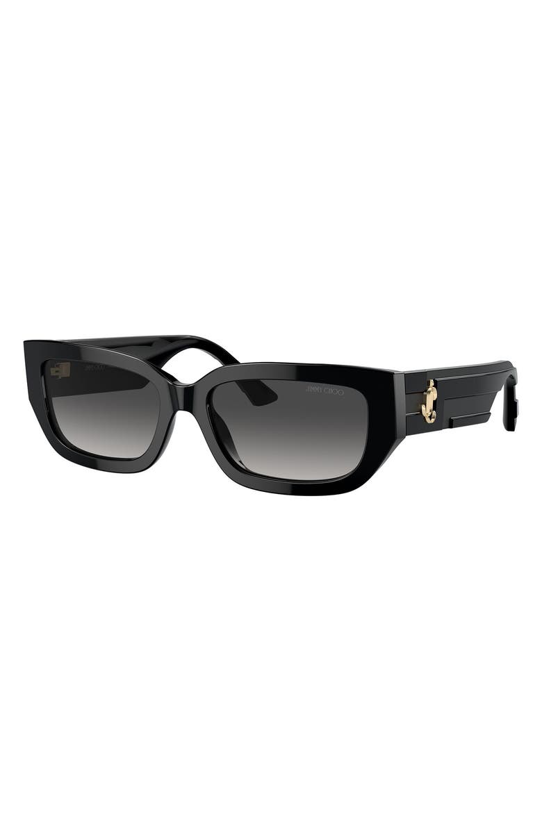 Jimmy Choo 55mm Rectangle Sunglasses, Alternate, color, Black