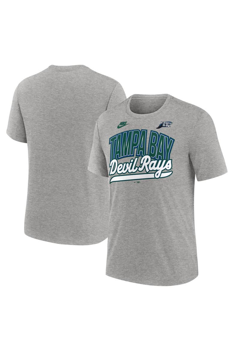 Men's Nike Heather Gray Tampa Bay Rays Cooperstown Collection Retro Tri-Blend T-Shirt, Main, color, Heather Gray