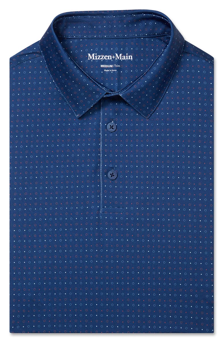 Mizzen+Main Versa Trim Fit Navy Open Dot Stripe Polo, Alternate, color, Midnight Navy Open Dot Stripe