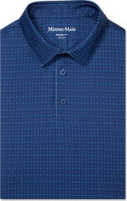 Mizzen+Main Versa Trim Fit Navy Open Dot Stripe Polo