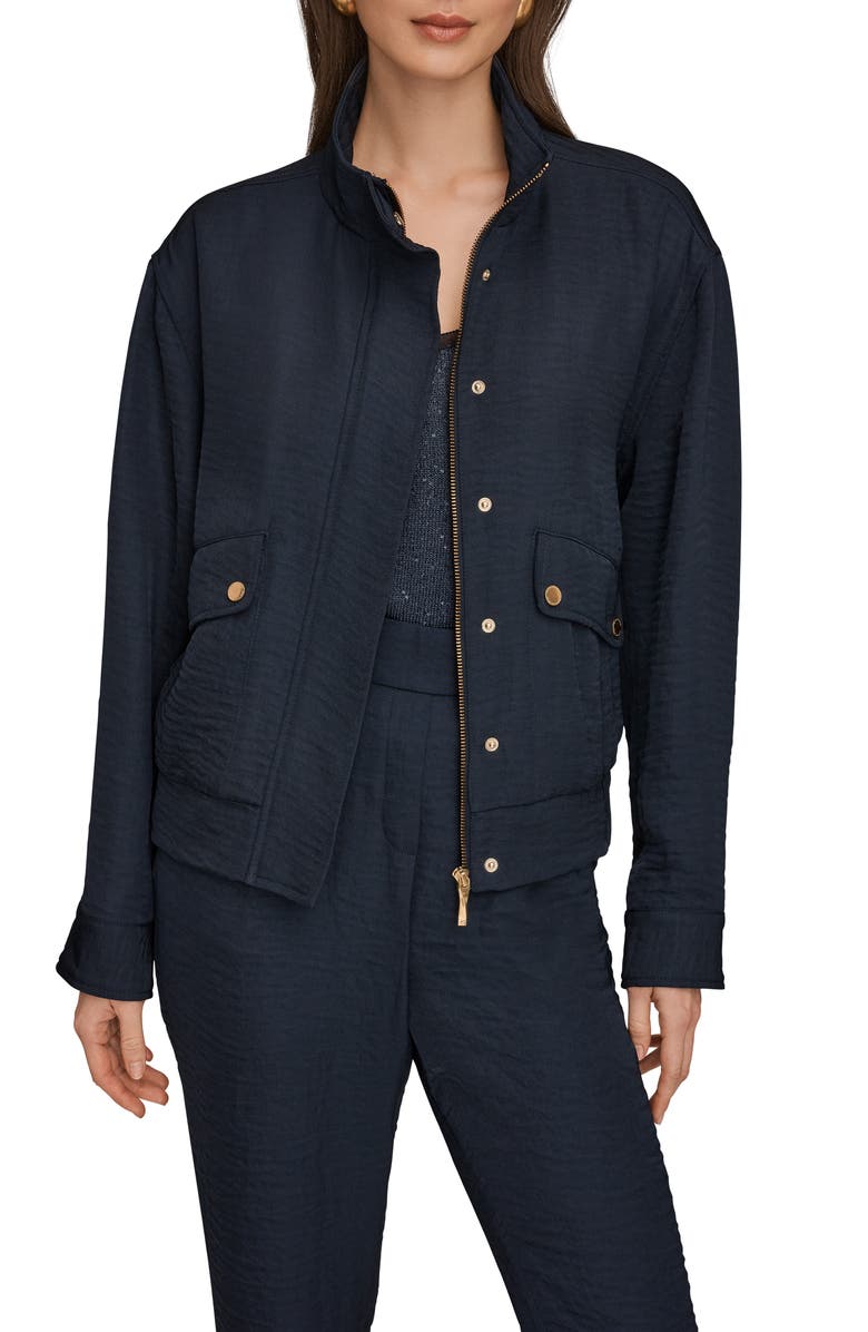 Donna Karan New York Ripple Zip Jacket, Alternate, color, Nightfall