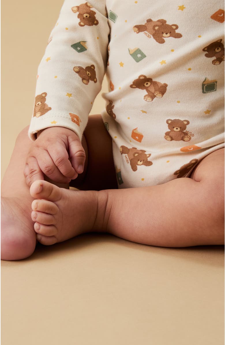 MORI Teddy Bear Long Sleeve Bodysuit, Alternate, color, Teddy Bear Print