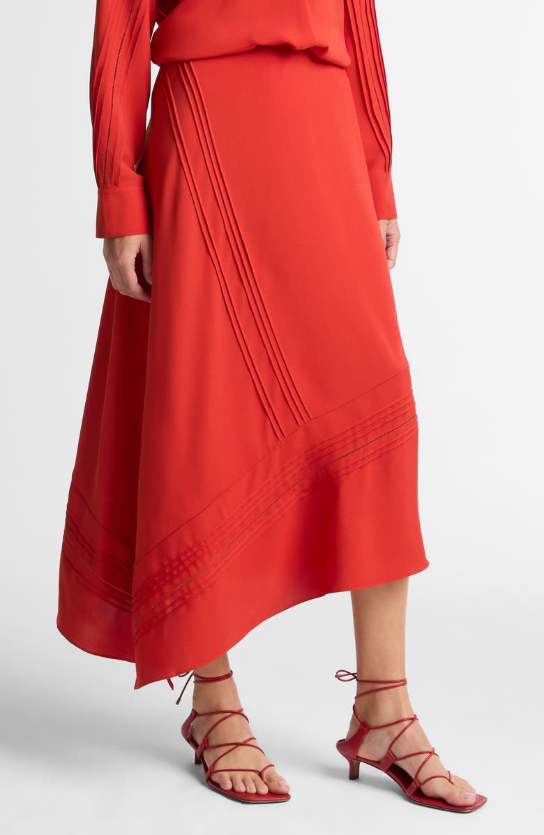 Vince Pintuck Asymmetric Maxi Slip Skirt, Alternate, color, Poppy
