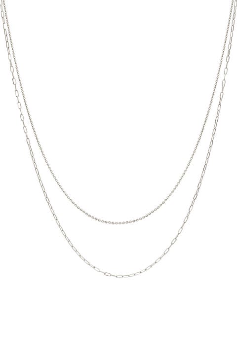 Layered Necklace - White Gold Layered Necklace