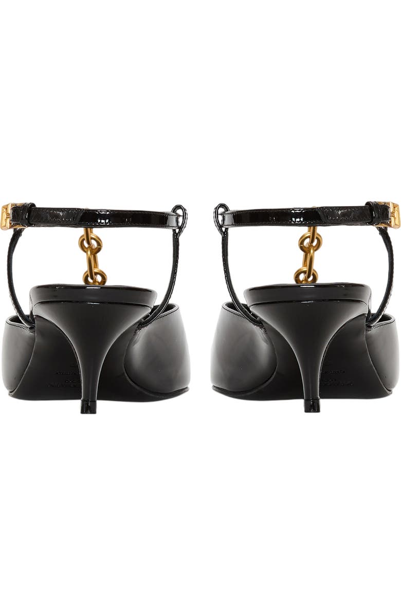 Balmain Sync chain kitten slingbacks in patent leather, Alternate, color, Black
