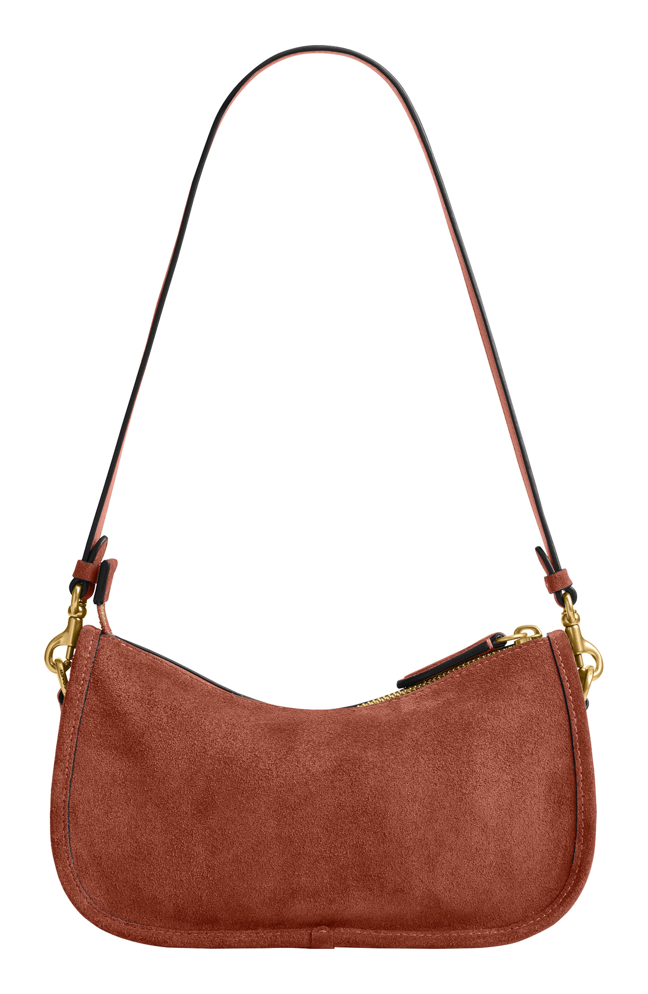 COACH Waverly Suede Shoulder Bag, Alternate, color, Clay
