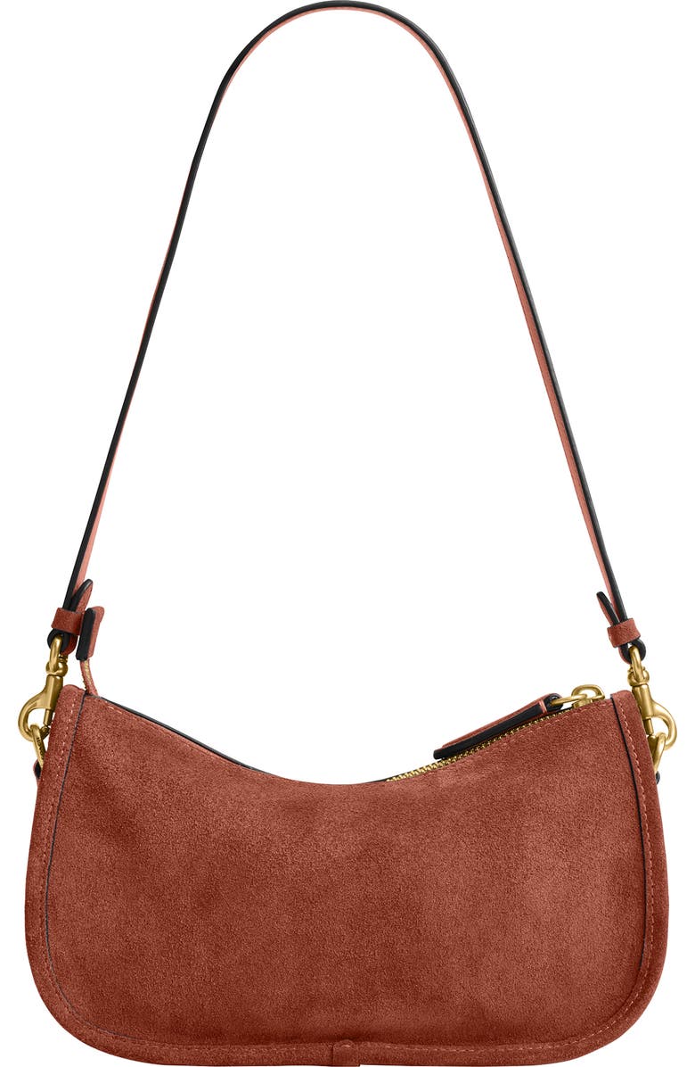 COACH Waverly Suede Shoulder Bag, Alternate, color, Clay
