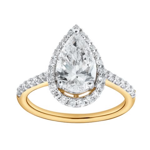 Hana 14K Yellow Gold Pear Lab Grown Diamond Halo Engagement Ring - 2.45 Ct