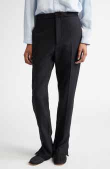 Origami Pintuck Slim Straight Leg Virgin Wool Blend Pants