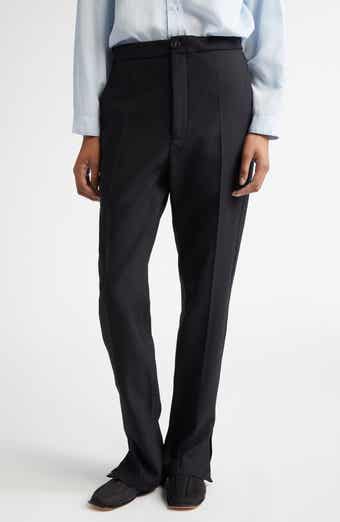 Origami Pintuck Slim Straight Leg Virgin Wool Blend Pants