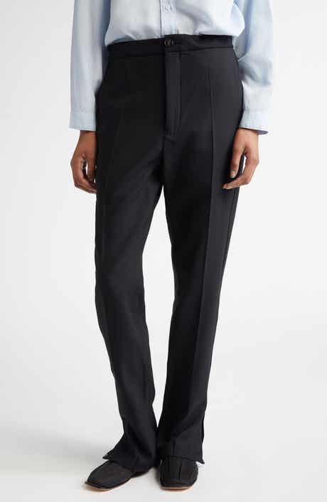 Origami Pintuck Slim Straight Leg Virgin Wool Blend Pants