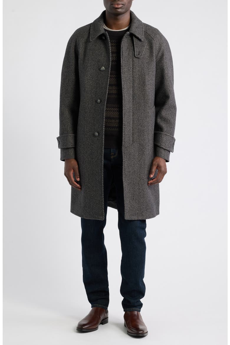 Herringbone Wool Coat, Main, color, MEDIUM BROWN