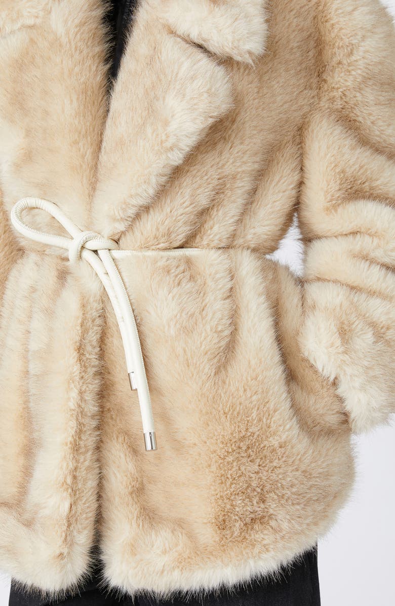 SPORTMAX Rosaria Faux Fur Belted Jacket, Alternate, color, Beige